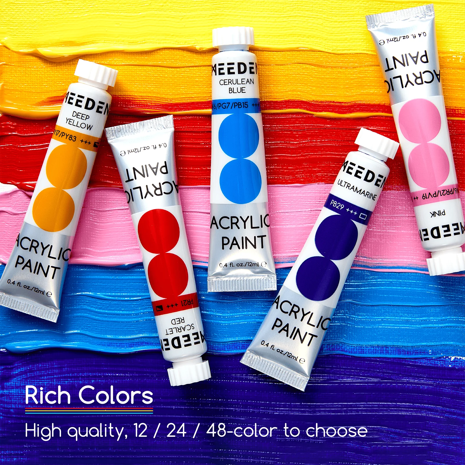 MEEDEN Acrylic Paint Set, 24 Tubes, 12 ml / 0.41 oz - Image 8