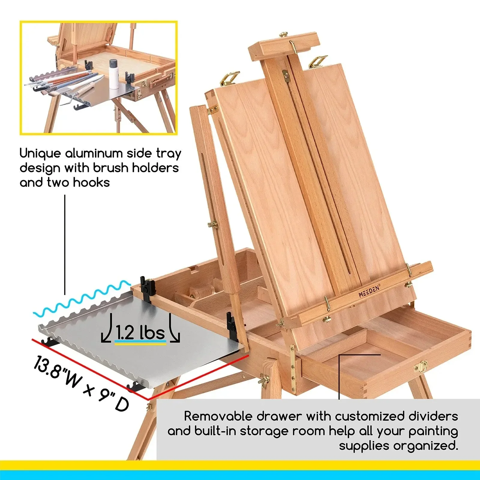 MEEDEN Foldable Easel, Metallic Acrylic Paint (6x60ml) & Cotton Canvas Boards Set - Image 10