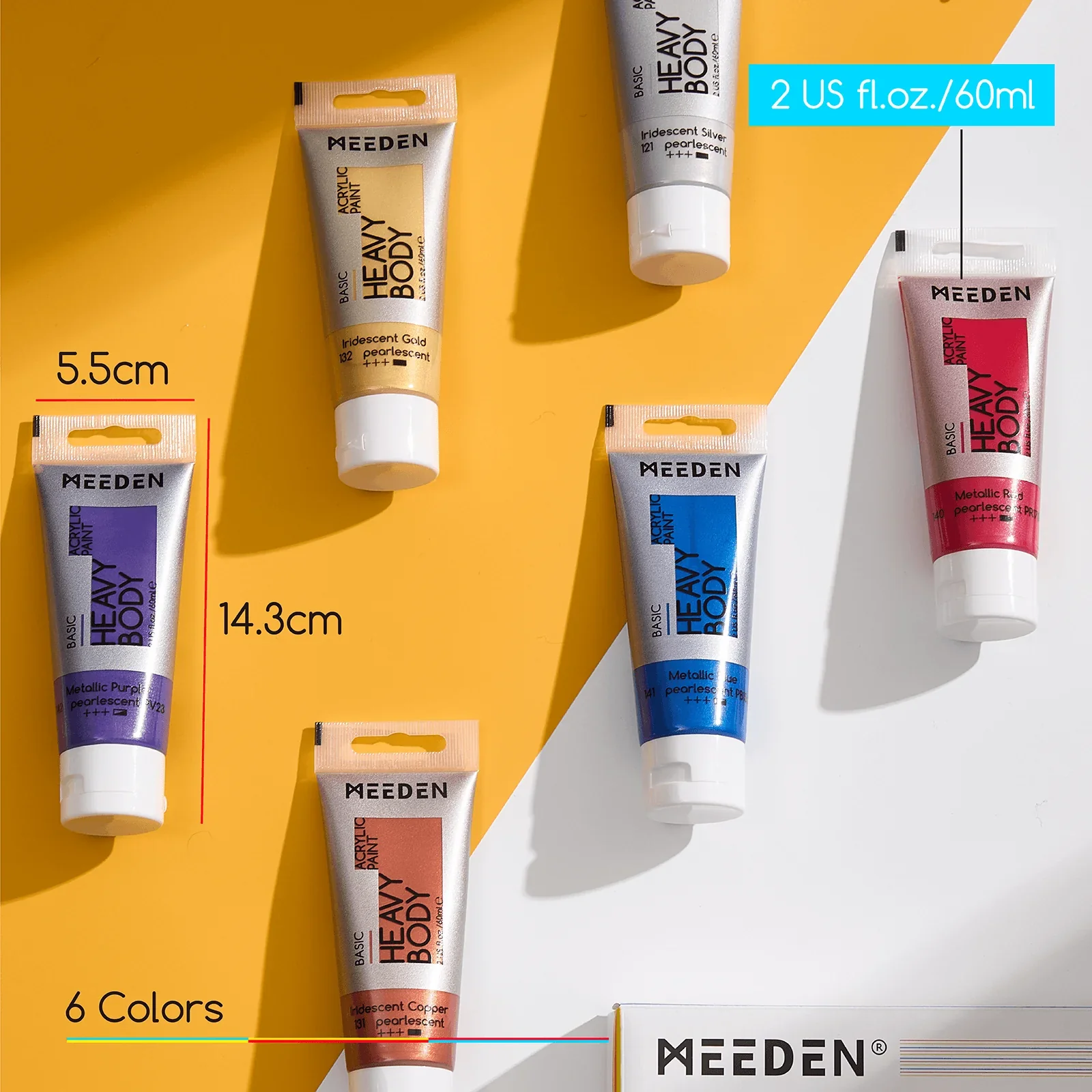 MEEDEN Foldable Easel, Metallic Acrylic Paint (6x60ml) & Cotton Canvas Boards Set - Image 3