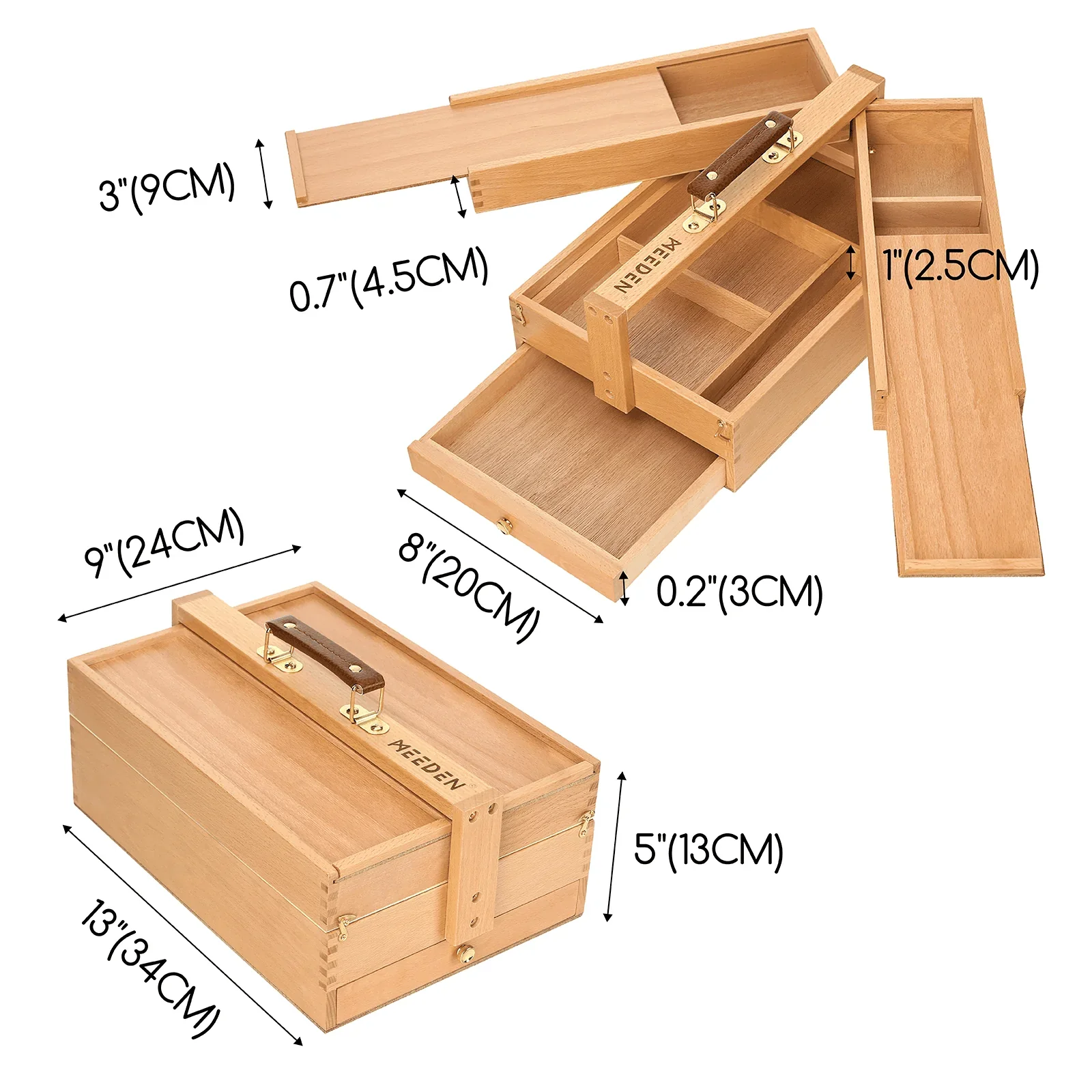 MEEDEN Wooden Storage Box, Hot Press Watercolor Paper, 24-Color Paint Set & Ceramic Tray Palette - Image 10